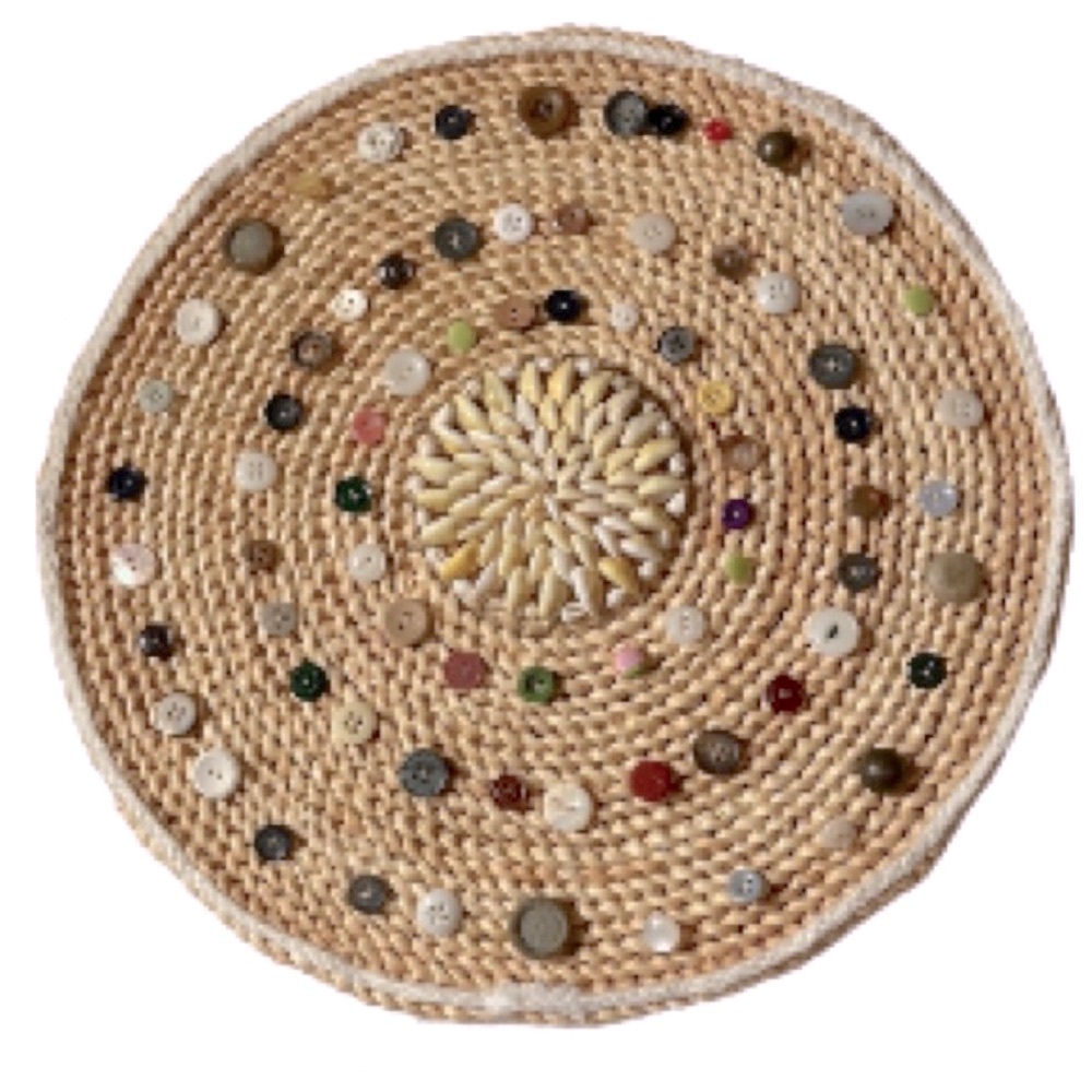 Nautical Beach Boho Bohemian WALL ART Seashell Buttons Circular Wall Decor